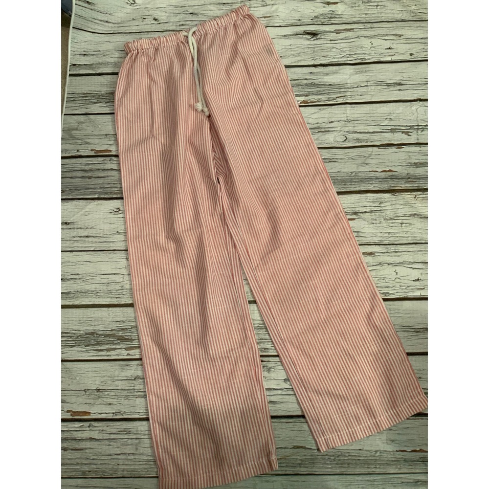 SHEIN Pink White Striped Pants XS Drawstring Waist Lounge Sleepwear PJs